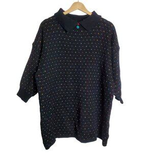 Vintage Stefano Sweater OSFM Black Polka Dot Kidcore Sweater‎ 3/4 balloon sleeve